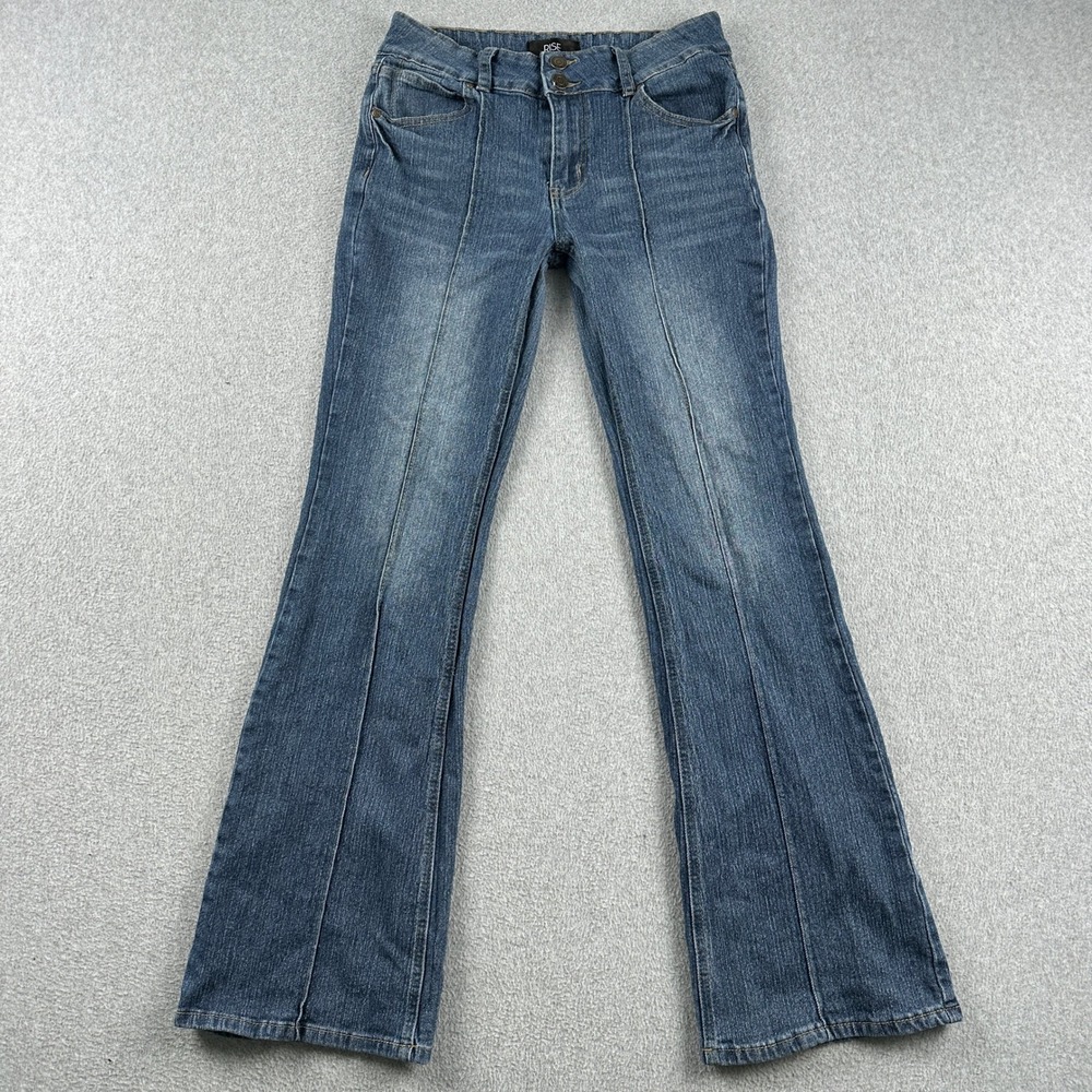 Rise Supply Co Jeans Womens 9 RSSFMRF1 Indigo Wash Flare Front Seam Blue Denim